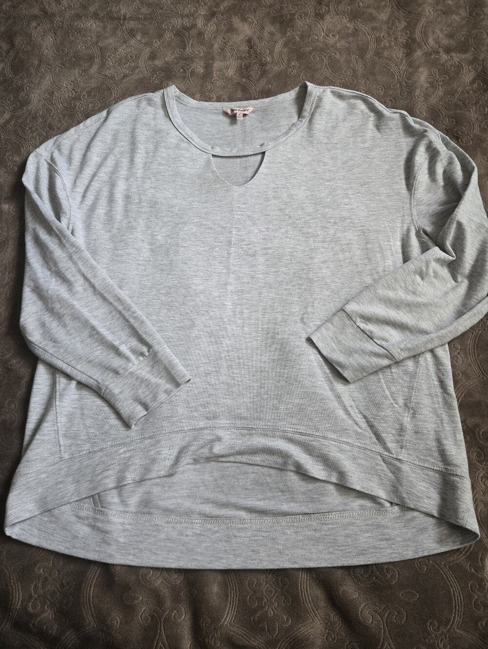 Juicy Couture Gray Keyhole High Low Pullover Top XL Sweater